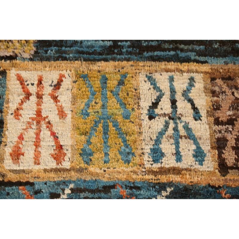 Blue Moroccan Oriental Area Rug Handmade Wool Carpet - 6'8" x 9'7"