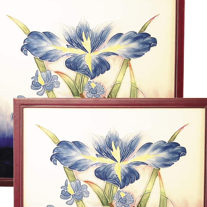 Springdale 9.5 H Iris 2 Piece Hand Painted Porcelain Decorative Wall Art - Blue