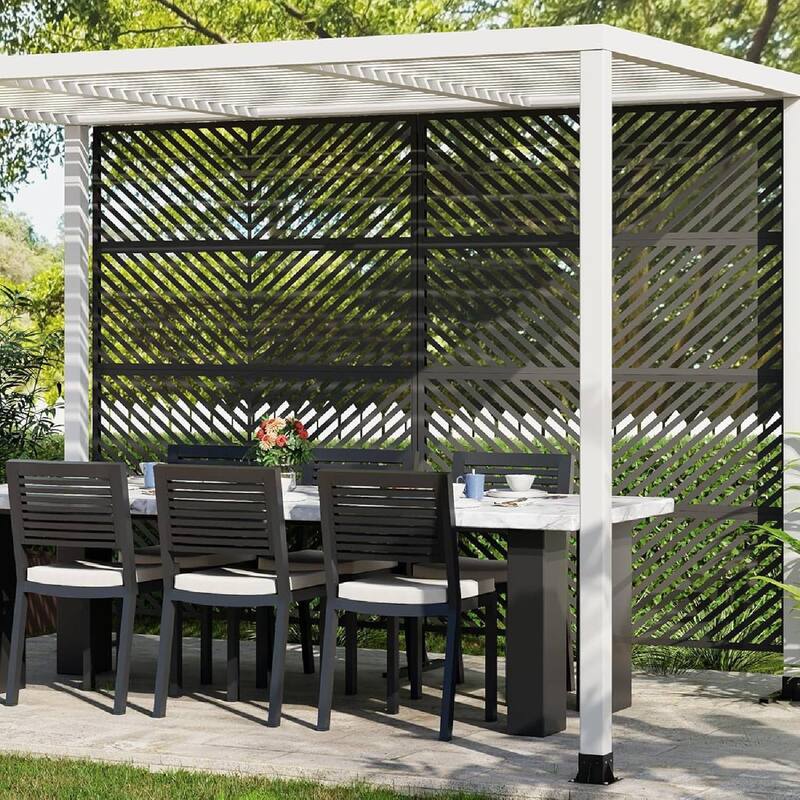 72" H×47" W Freestanding Privacy Screen, Decorative Outdoor Panel for Deck, Porch, Patio
