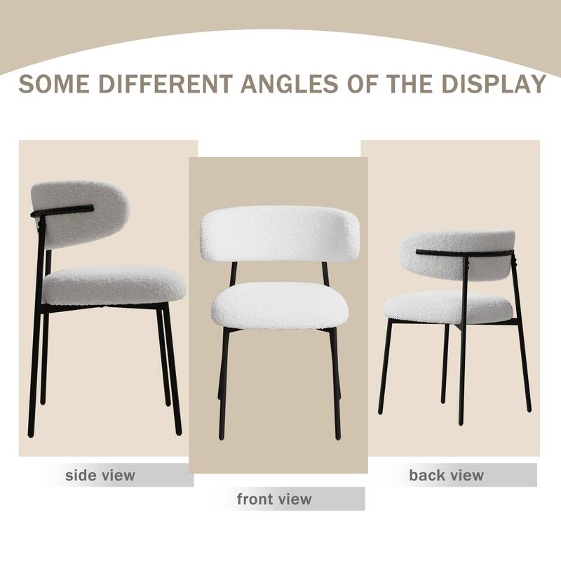 Set of 4 Medieval Modern Dining Chairs,Teddy Velvet with Metal Legs