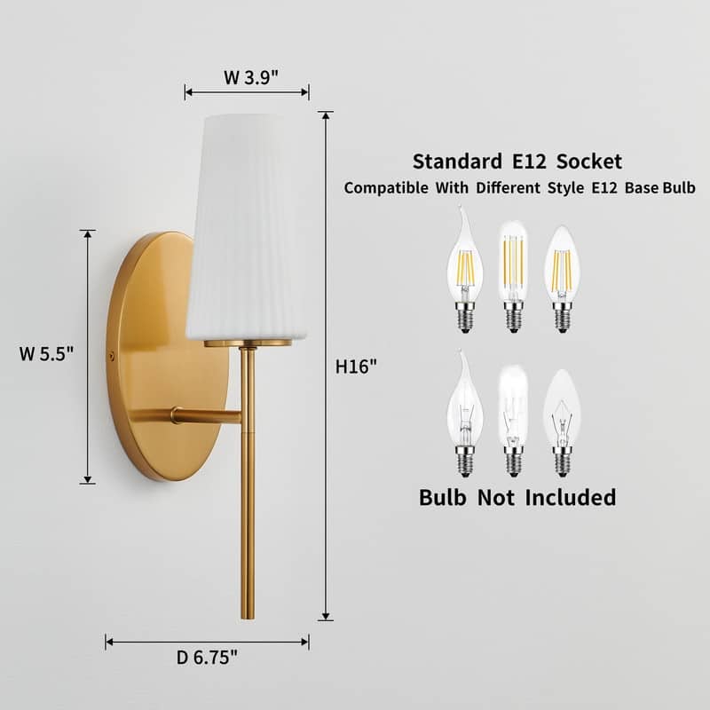 KAWOTI 16" 1- Light Wall Sconce with Opal Glass Shade