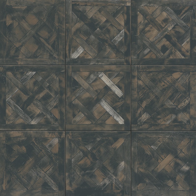 Merola Tile Kings Forest Lattice Black 17-5/8" x 17-5/8" Ceramic Floor and Wall Tile