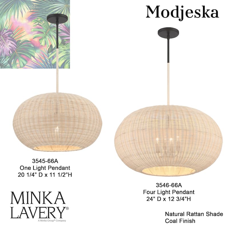 Minka Lavery 3545 Modjeska 1 Light 21" Wide Pendant with Natural