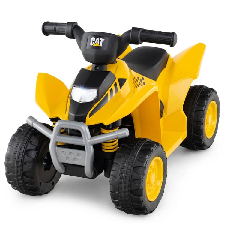 Caterpillar Licensed Yellow Ride-On for Toddlers, 6V Battery Powered Quad with LED Headlight - 15" x 25" x 17"