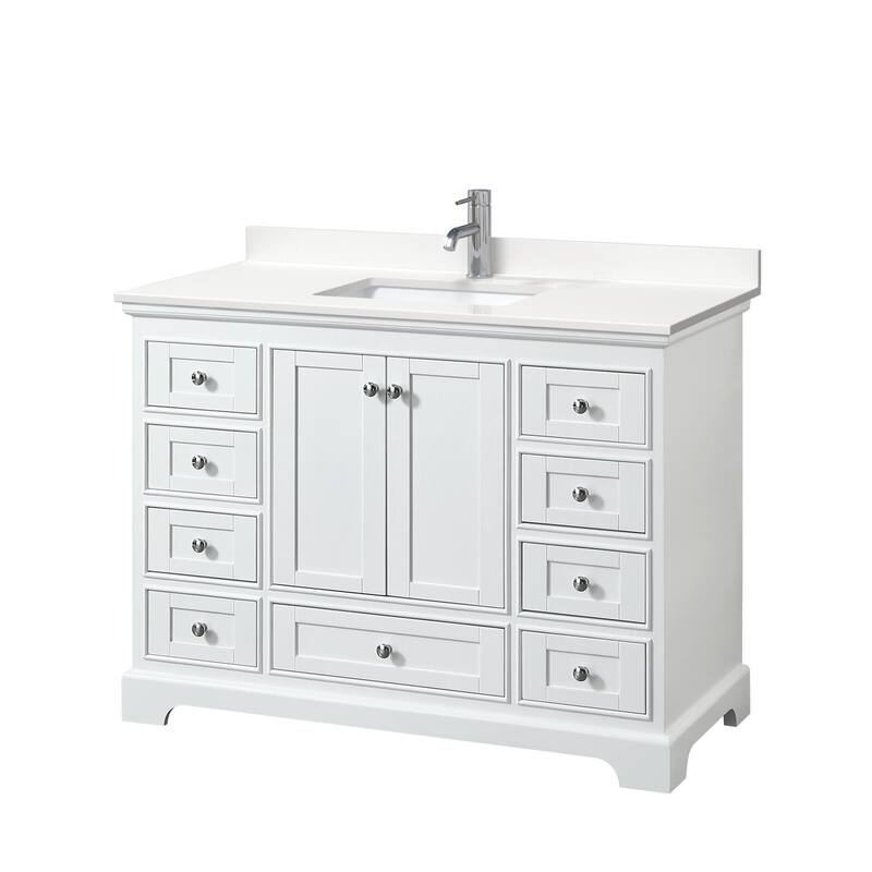 Wyndham Collection WCS202048S-QTZ-UNSMXX Deborah 48" Free Standing - White / White Quartz Top / Polished Chrome