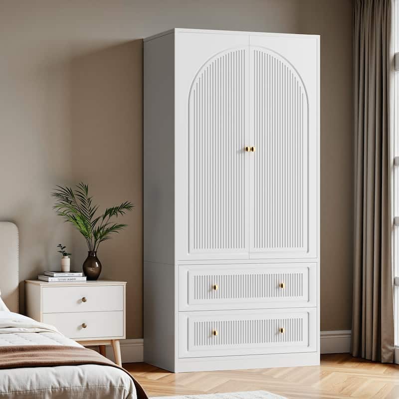 Pocassy Wardrobe Closet 70" Large Capacity Clothing Wardrobe Cabinet