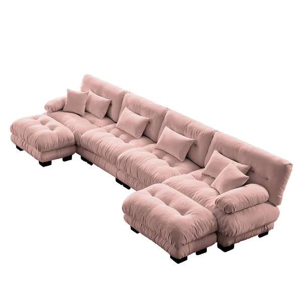 GDFStudio - Alden Chenille 4 Seater Cloud Sofa with Twin Ottoman