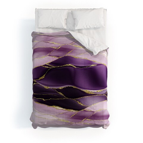 Utart Day And Night Purple Marble Landscape Made To Order Full Comforter