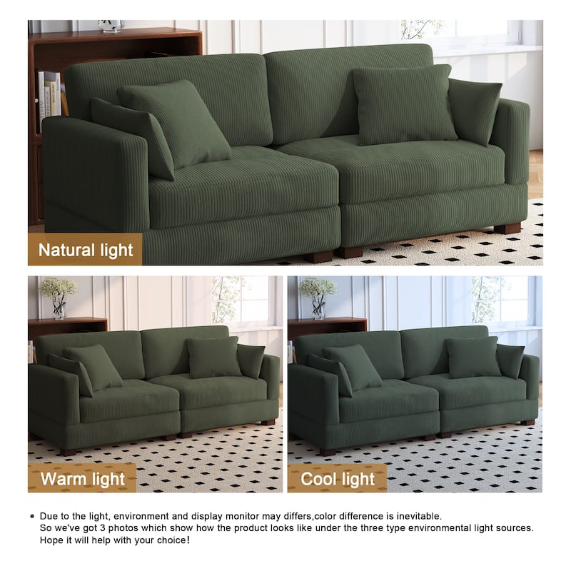 84.5″W Modern Corduroy Couch Modular Sofa