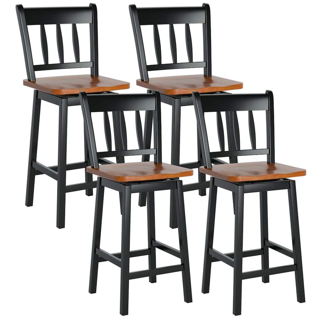 Gymax 4PCS Bar Stool 24.5'' Swivel Counter Height Chair w/ Footrest
