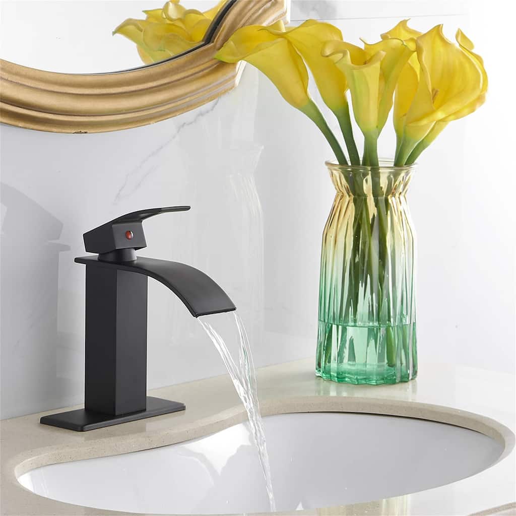 Waterfall Bathroom Faucet Single Handle Bathroom Sink Faucets One Hole Rv Lavatory Basin Modern Tap With Deck Plate Lead Free
