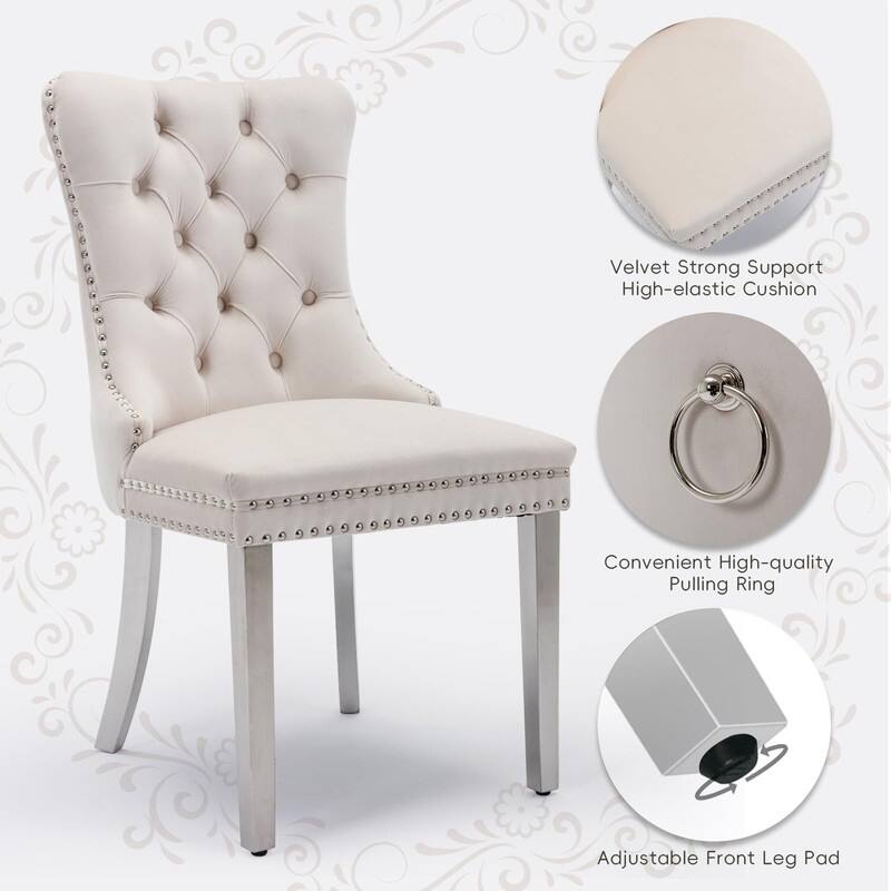 Tufted Naliheads Solid Wood Upholstered Dining Chairs Set of 6