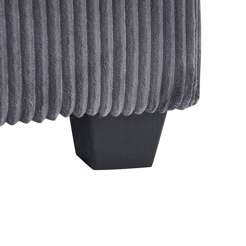 56.3 Inch Corduroy Single Deep Seat Sofa Chair With 2 Toss Pillows and a Ottoman