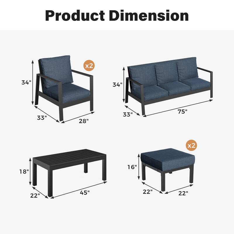 6-piece Outdoor Sofa Seating Group With Cushions