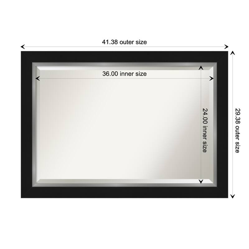 Beveled Wall Mirror - Eva Black Silver Frame - 41.5 x 29.5-inch - Eva Black Silver