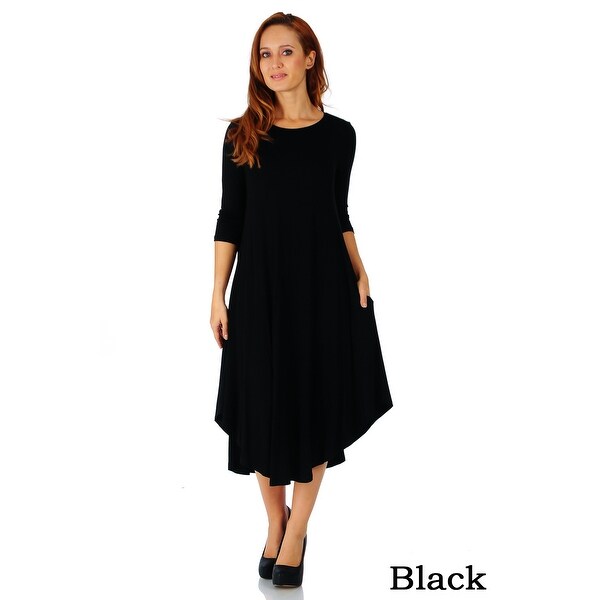mid length black dress with sleeves