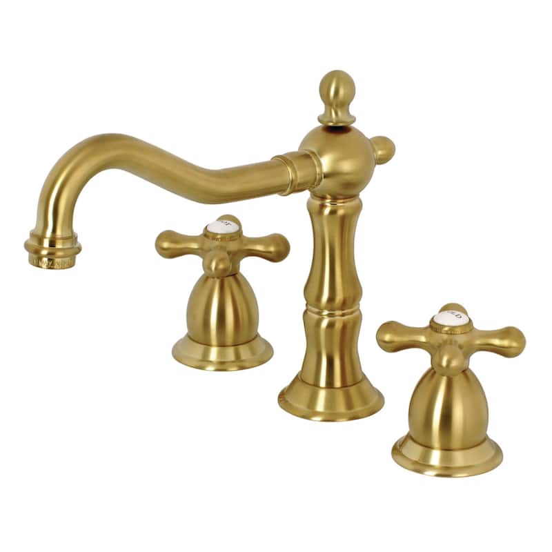 Kingston Brass Heritage 1.2 GPM Widespread Bathroom Faucet with Pop-Up - Brushed Brass