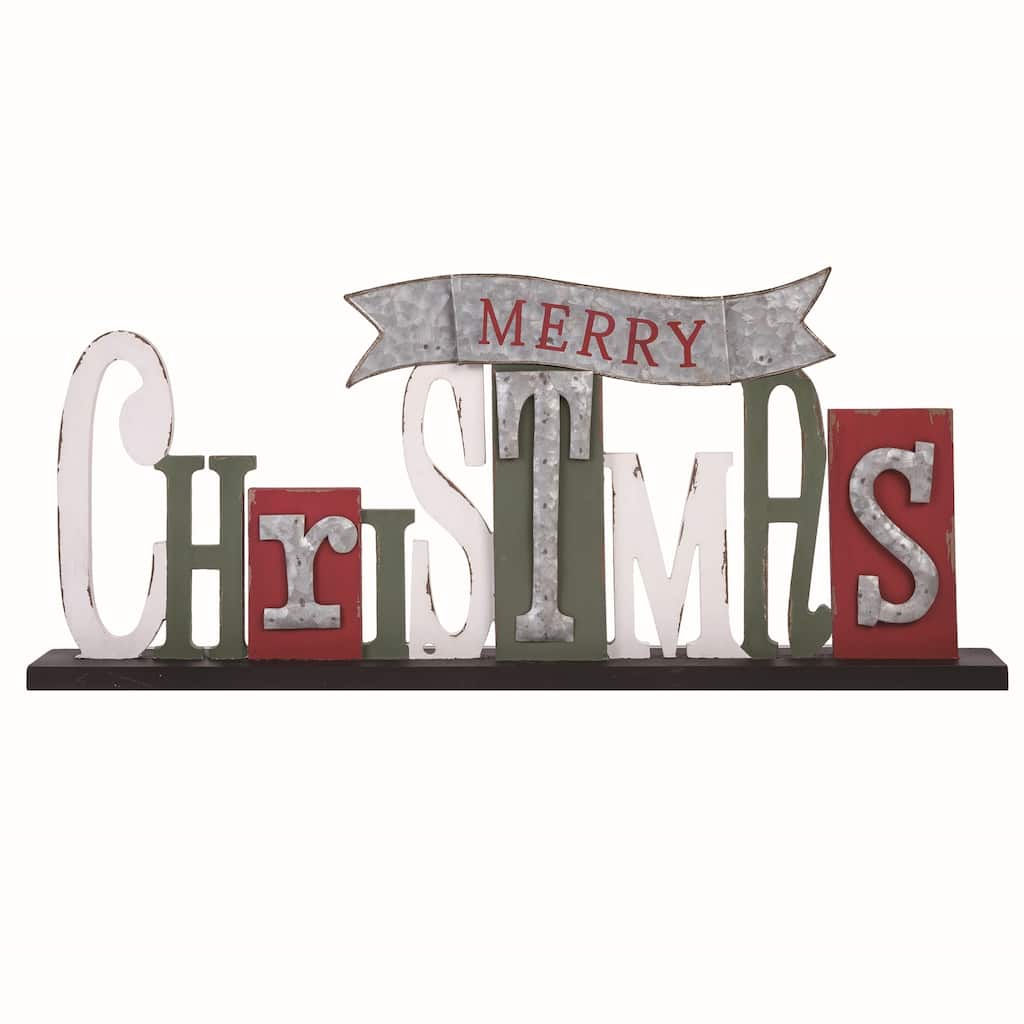 Transpac Wood 28.25 in. Multicolor Christmas Merry Variety Letter Sign