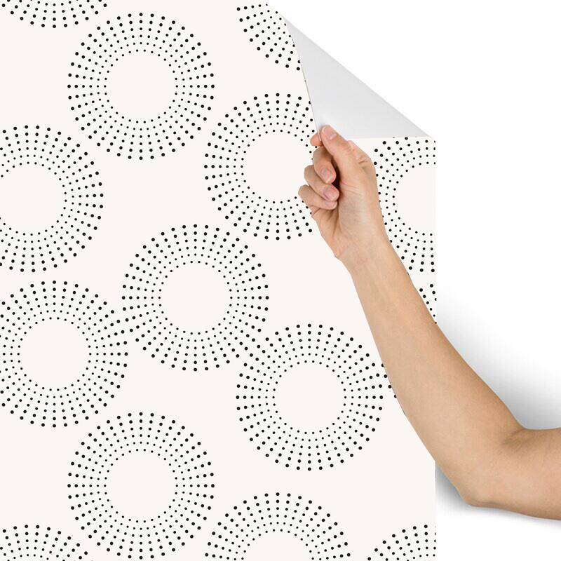 Black and White Dotted Circles Removable Wallpaper - 24'' inch x 10'ft