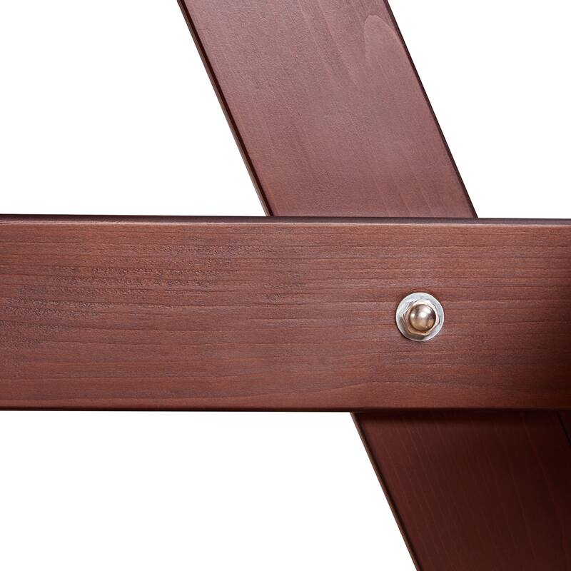 6-Person Outdoor Patio Wooden Round Picnic Table with 3 Built-in Benches and Umbrella Hole