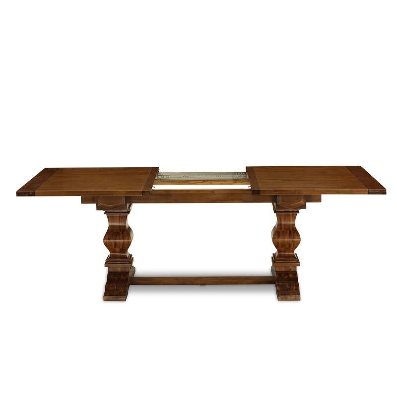 East West Furniture Dining Room Set- a Wooden Table and Light Beige Linen Fabric Dining Chairs, (Pieces & Finish Options)