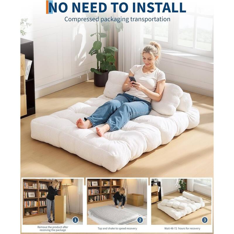 3-in-1 Portable Folding Sofa Bed Convertible Single Futon Couch Bed for Living Room