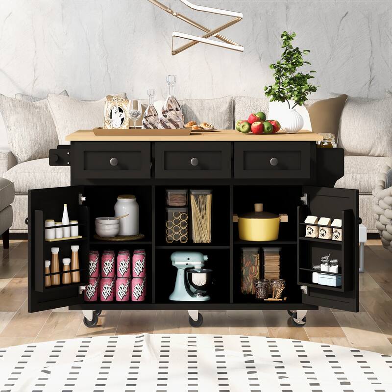 Chichoice Kitchen Islands & Carts with Storage on Wheels, Rolling Kitchen Island Cart with Drop Leaf Countertop