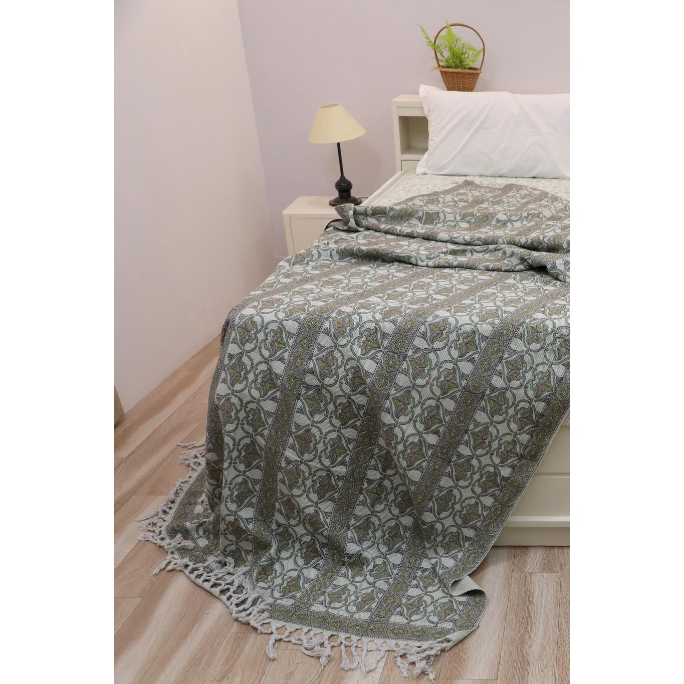 Fabdivine Hridyavan Handcrafted Cotton Blanket - Indian Block Print Throw for Couch, Chair & Bedroom Decor, 90"x54"