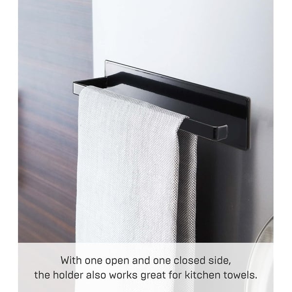 Yamazaki Home Magnetic Paper Towel Holder, Steel, Holds 2.2 lbs - L 2.95 x W 3.15 x H 11.42 inches - Black