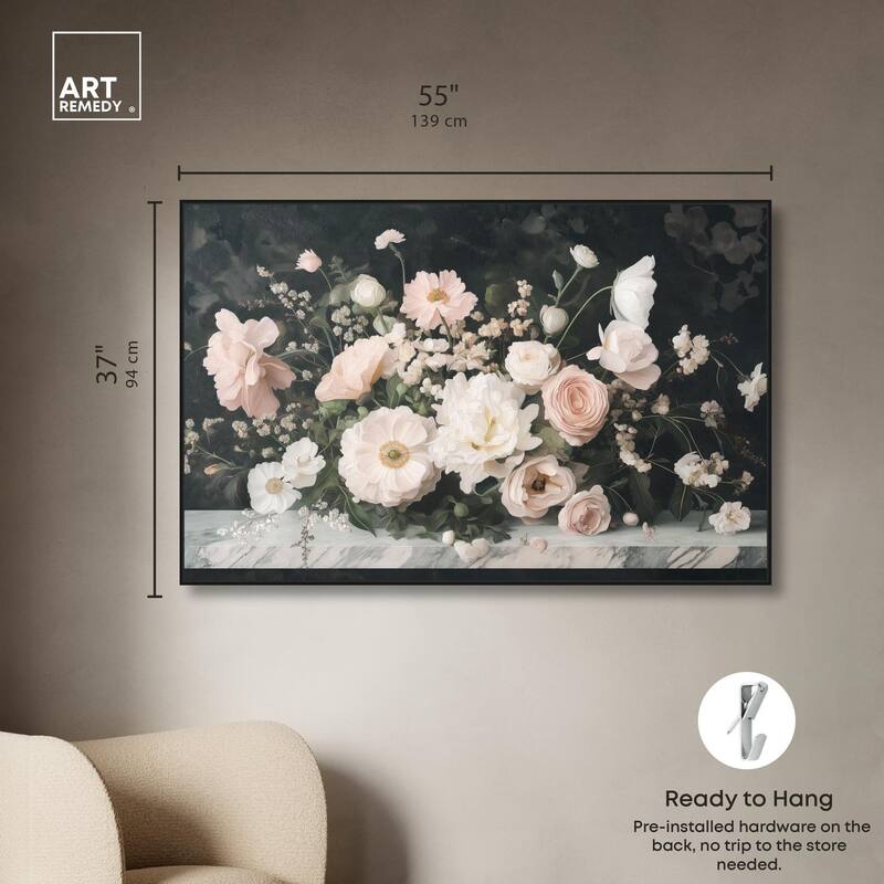 Marble and Blooms Canvas by Art Remedy