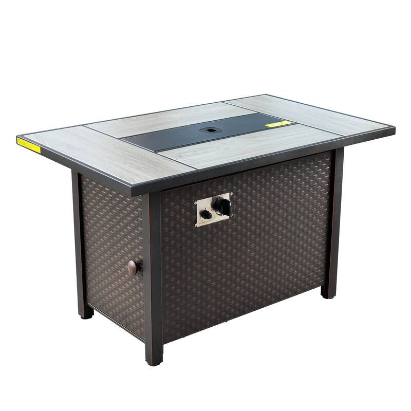 HOOOWOOO Outdoor Patio 42" Rectangular Steel Fire Pit Table