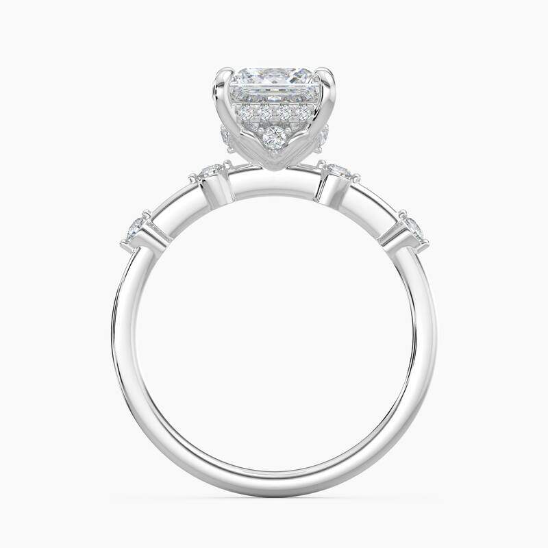 Auriya 14k Gold Petite Diamond Station Princess Lab Grown Hidden Halo Engagement Ring 1.00 to 5.00 ct. tw.(F-G, VS)