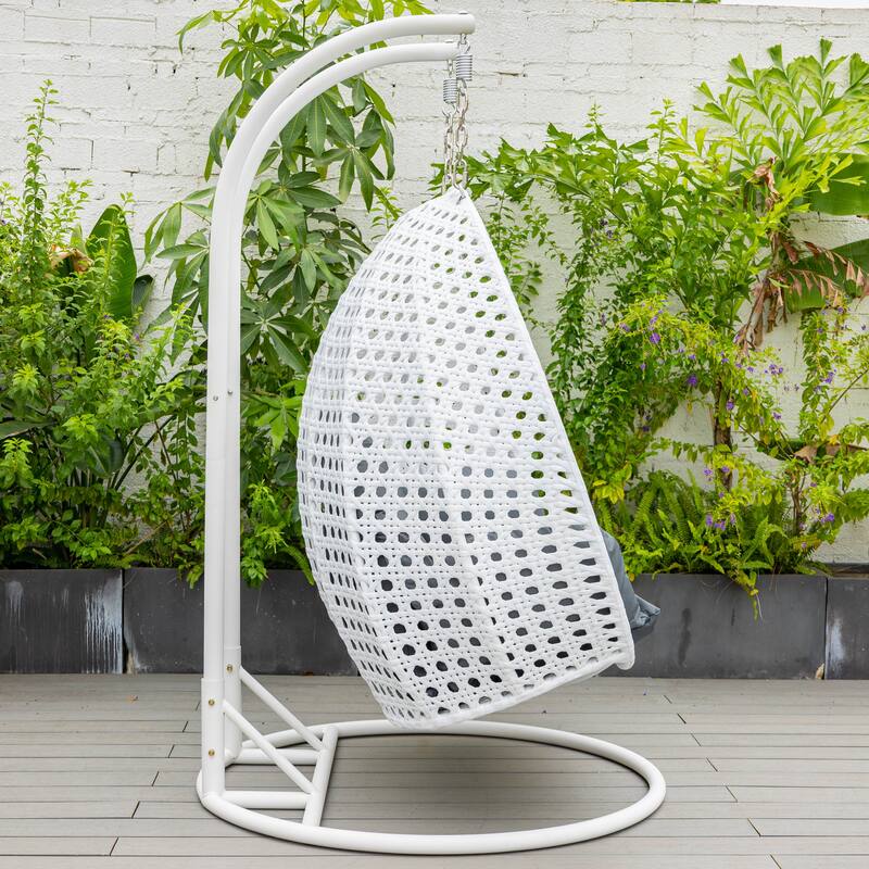 Egg Shaped 2-Person Swing Chair Set with Iron Stand Removable and Washable Cushion for Indoor Outdoor
