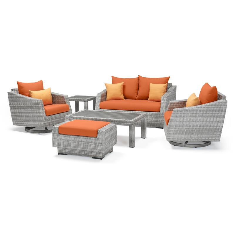 Cannes 6 Piece Sunbrella Outdoor Patio Love & Motion Club Seating Set
