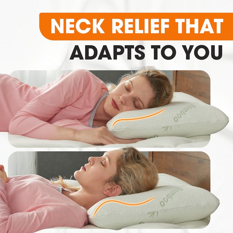 Cheer Collection Natural Latex Foam Pillow with Washable Cover - White