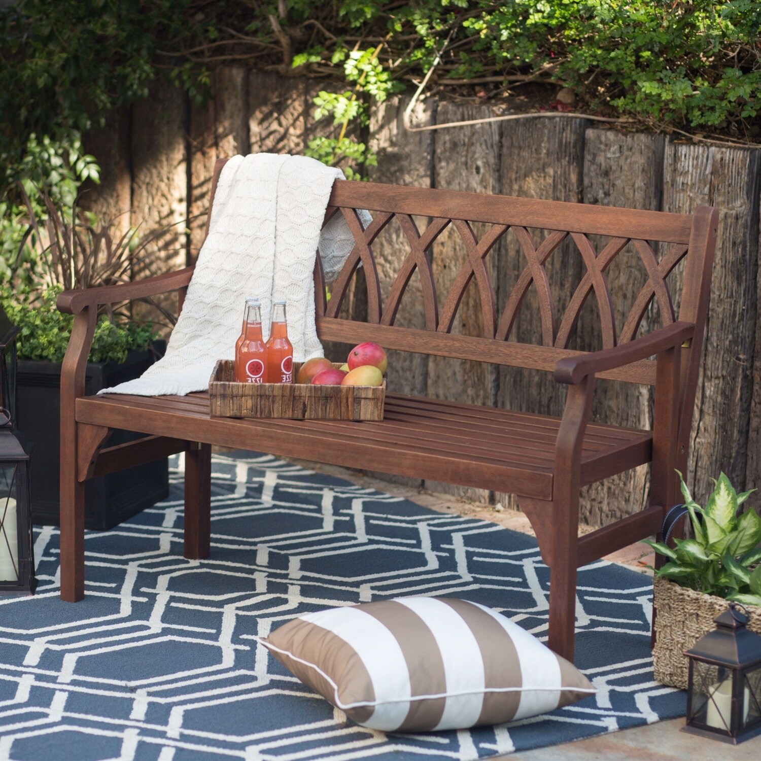 Shop 4 Ft Outdoor Garden Bench In Dark Brown Weather Resistant