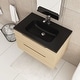 preview thumbnail 20 of 66, Wall-Mounted Bathroom Vanity in Evita Oak with Integrated Black Sink