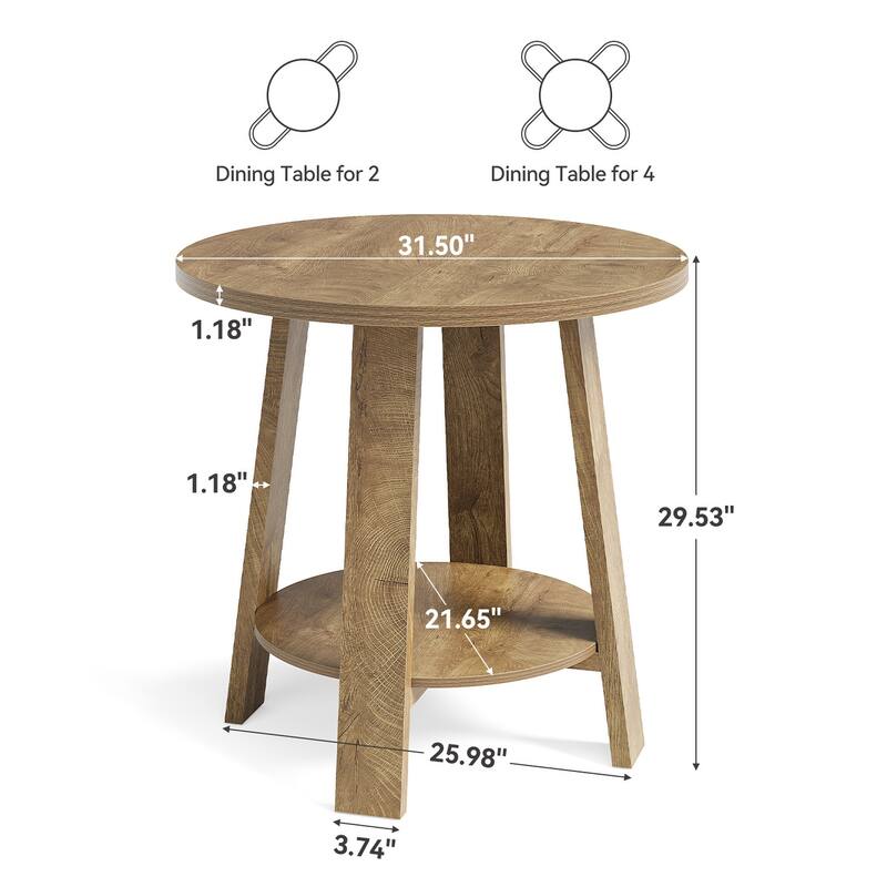 31.5-Inch Small Dining Table, Modern Farmhouse Round Dining Table