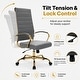 preview thumbnail 68 of 98, Benmar Ribbed Leather Executive High Back Office Chair with Gold Frame, Swivel, Tilt, Lumbar Support