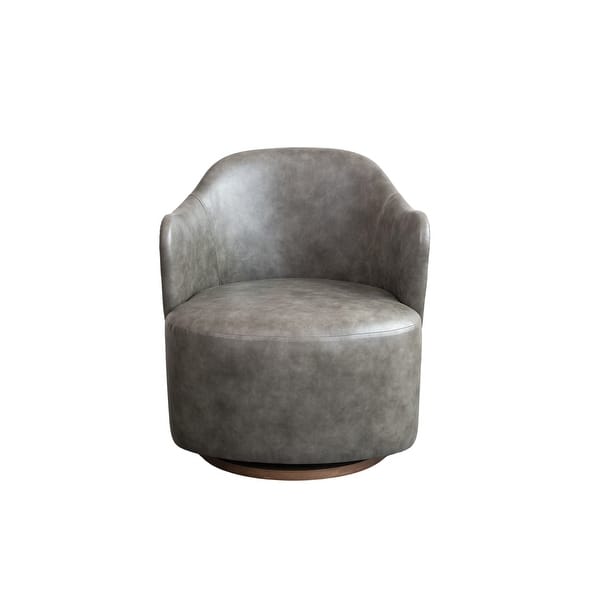 slide 2 of 7, Faux Leather Upholstered Swivel Chair, Grey - 24.4"L x 27.8"W x 30.3"H Grey