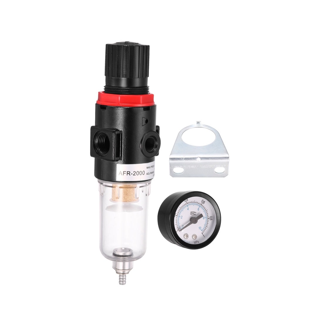 G1//4 Air Filter Pressure Regulator,Air Source Gas Treatment Unit Oil Water Separator for Pneumatic System,AC2000-02 Miniature Combo Moisture Trap Piggyback Compressed Air Filter Regulator