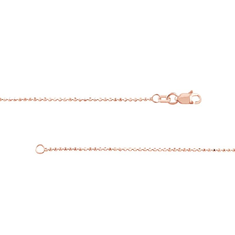 Curata 14k Rose Gold 1.15mm Diamond Cut Bead Chain Necklace (Lobster)