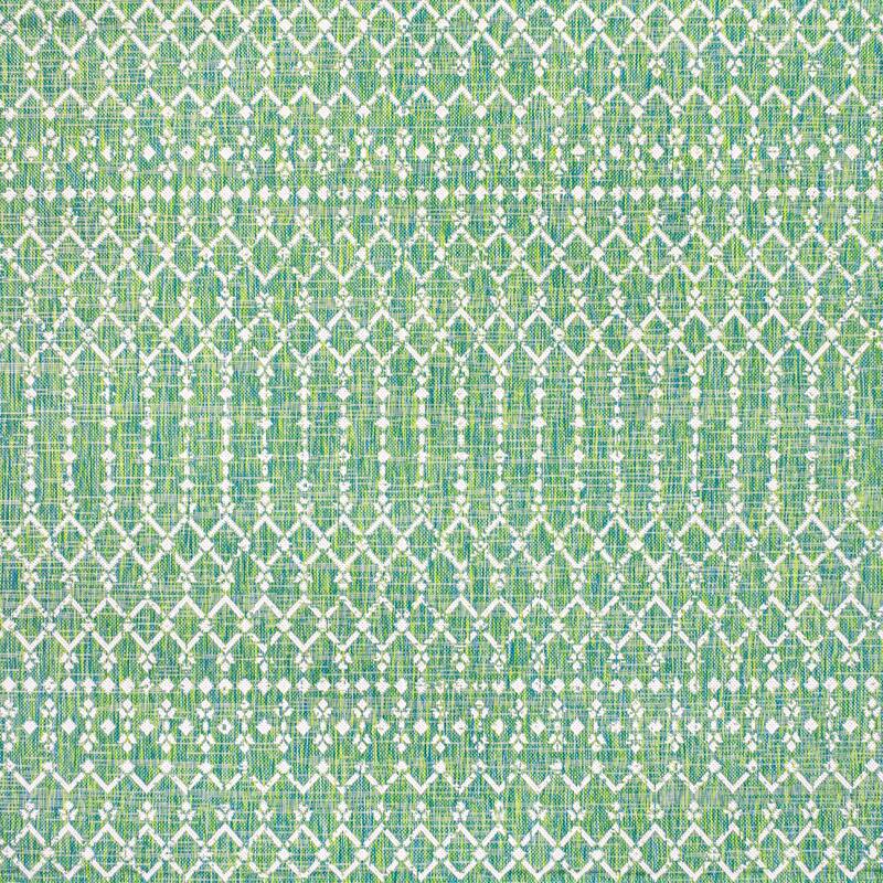 JONATHAN Y Trebol Moroccan Geometric Textured Weave Indoor/Outdoor Area Rug - 5' Square - Ivory/Green