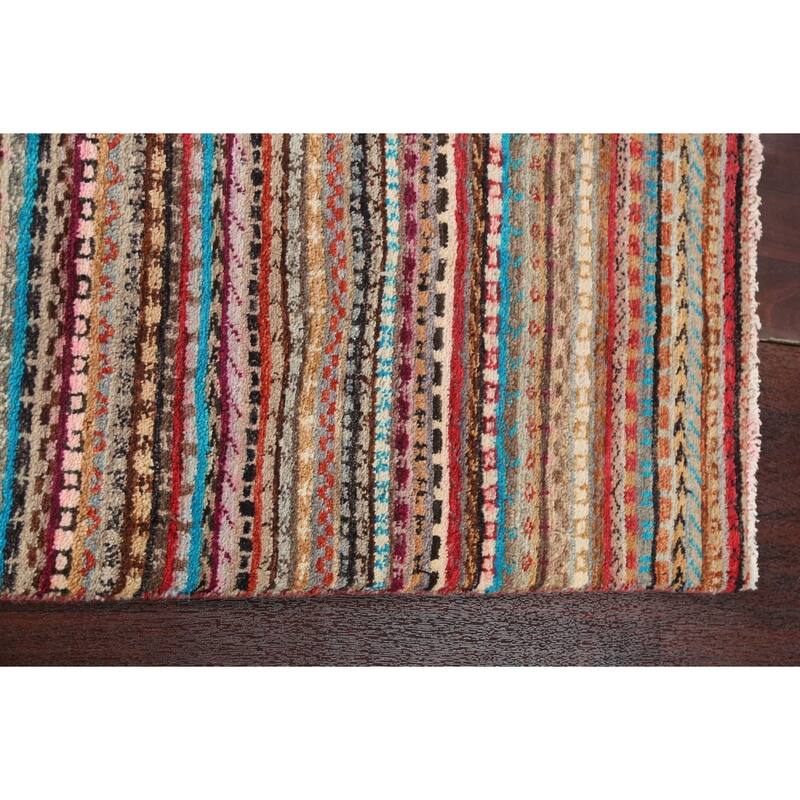 Striped Gabbeh Kashkoli Oriental Runner Rug Wool Hand-knotted Carpet - 2'8" x 9'10"