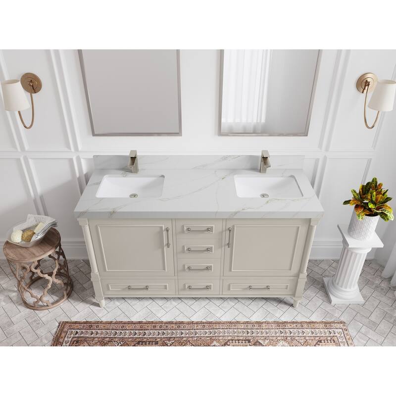 Willow Collections 60 in. W x 22 in. D Aberdeen Double Sink Bathroom Vanity with Countertop
