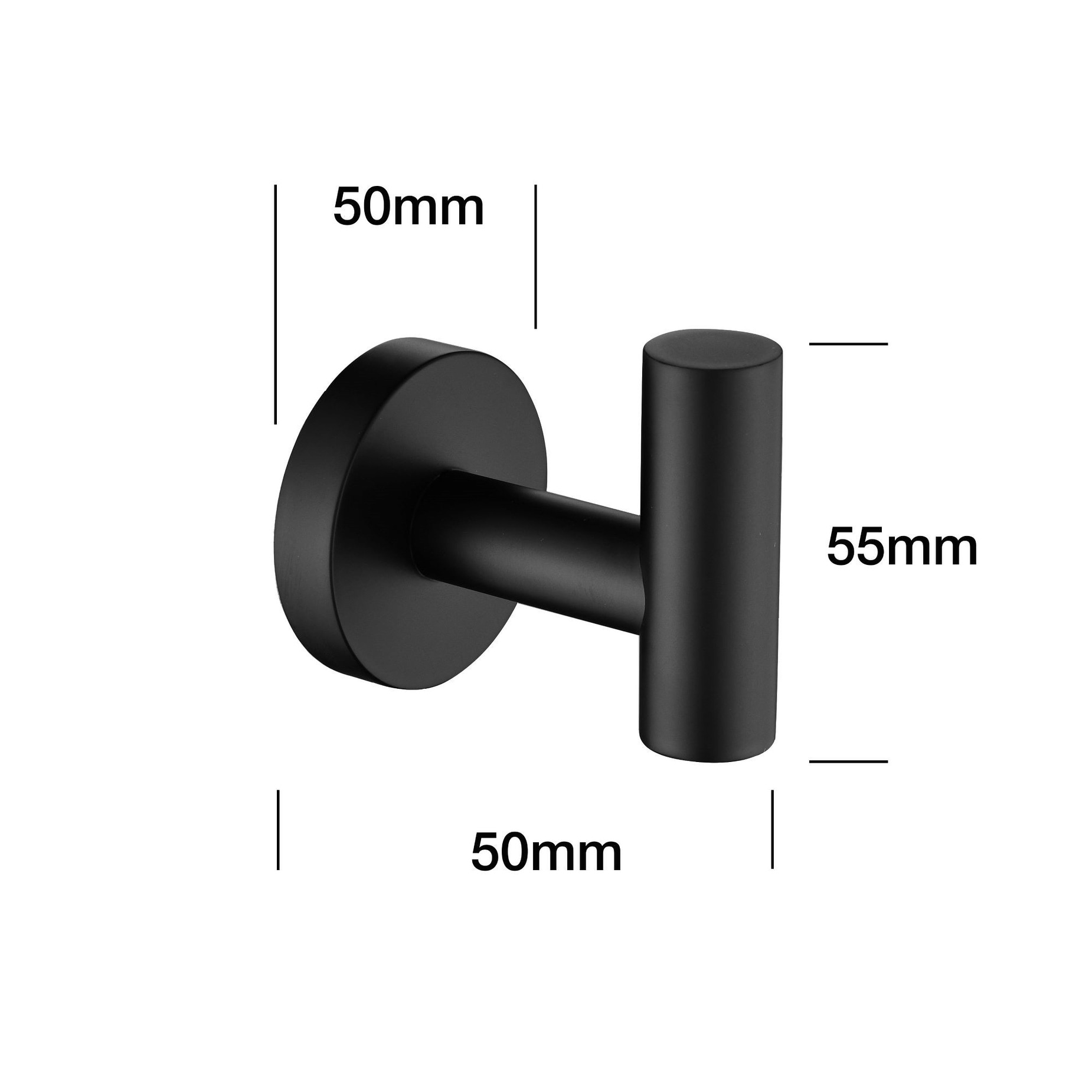 6 Pack Wall Mount Towel Hooks Matte Black Bathroom Robe Hook for