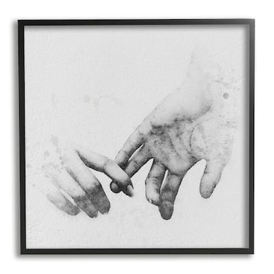 Stupell Classic Monochrome Gentle Holding Hands Couple Design Framed Wall Art - Grey