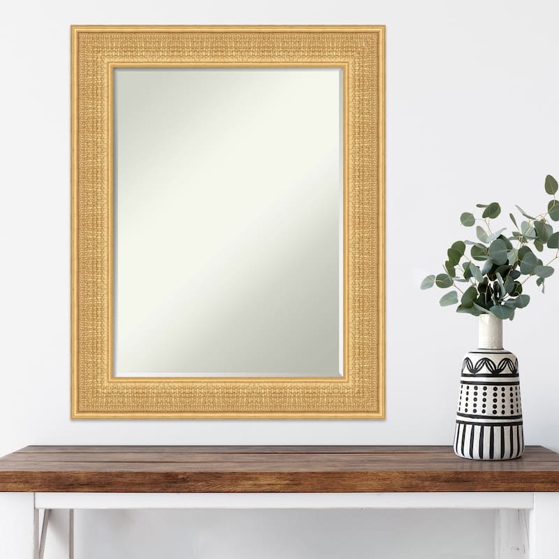 Trellis Half-Inch-Bevel Wood Framed Wall Mirror - Trellis Gold - Glass Size 18x24