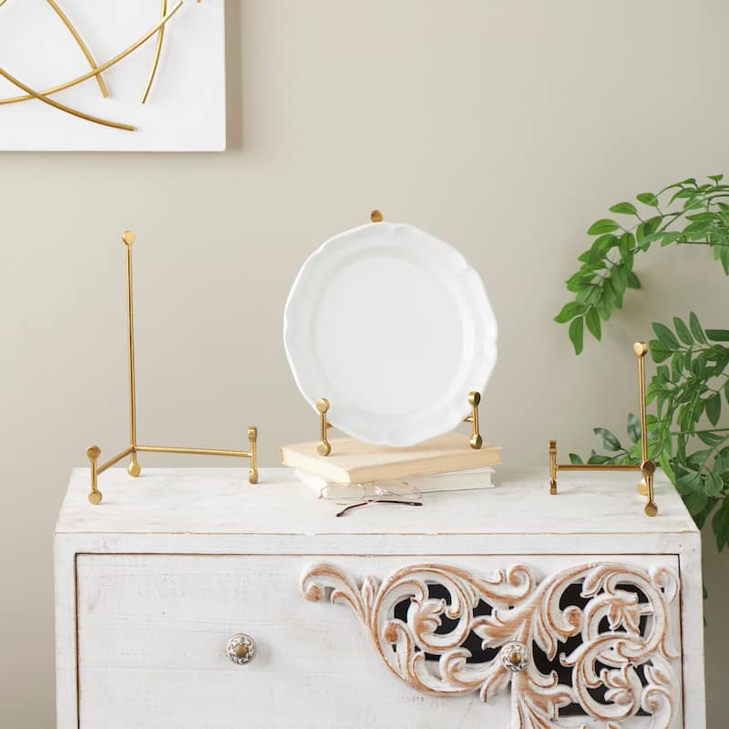 Metal Fixed Easel with Ball Accents - Set of 3 Gold - Roche River Decor - 7"W x 10"L x 12"H