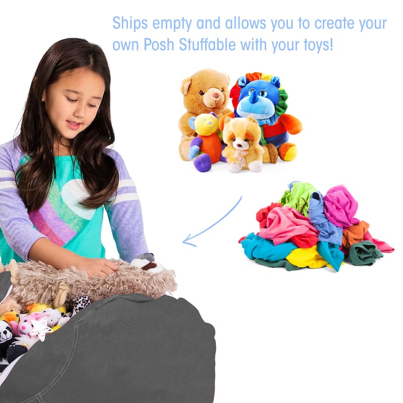 Kids' Stuffed Animal Storage Bean Bag Chair Cover or Toy Organizer